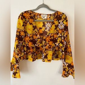 70's STYLE FLORAL BLOUSE